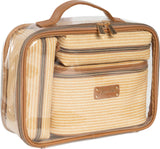 Joan & David Straw Texture 4 Piece Clear Cosmetic Bag Set