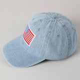 USA Flag Embroidered Patch Denim Baseball Cap