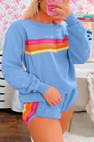 Blue Striped Two Piece Casual Set