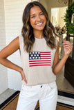 LAS USA American Flag Knit Sweater Tank Top (S-XL)