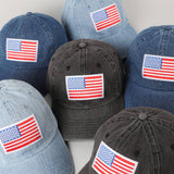 USA Flag Embroidered Patch Denim Baseball Cap
