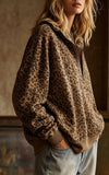 Leopard Print Half Zip Oversized Pullover Sweatshirt