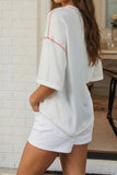 LAS USA Graphic Half Sleeve Loose Ribbed Top (S-XL)