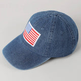 USA Flag Embroidered Patch Denim Baseball Cap