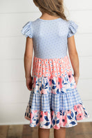 Girls Ava Periwinkle & Blue Ruffle Tiered Easter Dress