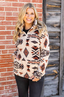 WESTERN TRIBAL SHERPA PULLOVER TOP BLOUSE