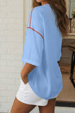 LAS USA Graphic Half Sleeve Loose Ribbed Top (S-XL)