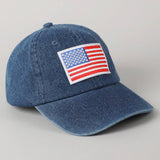 USA Flag Embroidered Patch Denim Baseball Cap