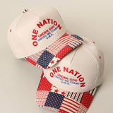 ONE NATION UNDER GOD Embroidered Patchwork Brim Trucker Hat