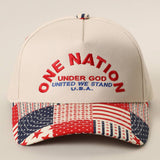 ONE NATION UNDER GOD Embroidered Patchwork Brim Trucker Hat