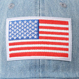 USA Flag Embroidered Patch Denim Baseball Cap