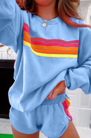 Blue Striped Two Piece Casual Set