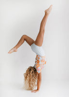 Kids Gray Retro Flower Dance Tumble Gymnastics Leotard
