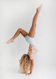 Kids Gray Retro Flower Dance Tumble Gymnastics Leotard
