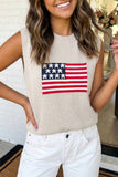 LAS USA American Flag Knit Sweater Tank Top (S-XL)