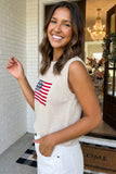 LAS USA American Flag Knit Sweater Tank Top (S-XL)