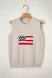 LAS USA American Flag Knit Sweater Tank Top (S-XL)