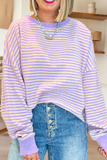 Stripe Loose Drop Shoulder Long Sleeve Top