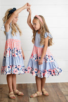 Girls Ava Periwinkle & Blue Ruffle Tiered Easter Dress