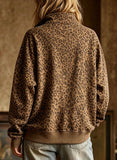 Leopard Print Half Zip Oversized Pullover Sweatshirt