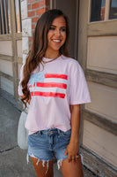 Light Pink Flag Bow Graphic Tee