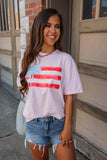 Light Pink Flag Bow Graphic Tee