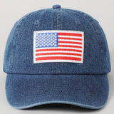 USA Flag Embroidered Patch Denim Baseball Cap