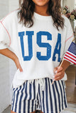 LAS USA Graphic Half Sleeve Loose Ribbed Top (S-XL)