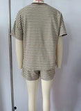 Waffle Knit Short Sleeve and Drawstring Shorts Set