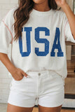 LAS USA Graphic Half Sleeve Loose Ribbed Top (S-XL)