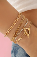 Multi Layered Rhinestone Chain Bracelet Set