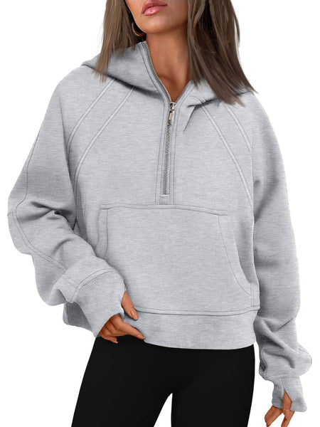 Half Zip Pullover Hooded Sweatshirt