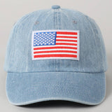 USA Flag Embroidered Patch Denim Baseball Cap